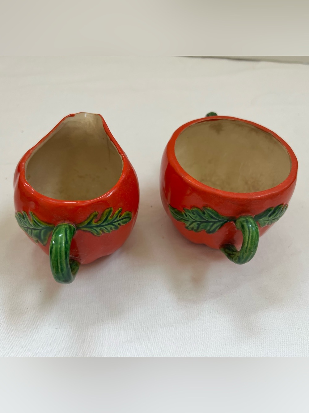 Tomato 5-Piece Tea Set Teapot Lid Sugar & Creamer Made In Occupied Japan Antique - Picture 5 of 16